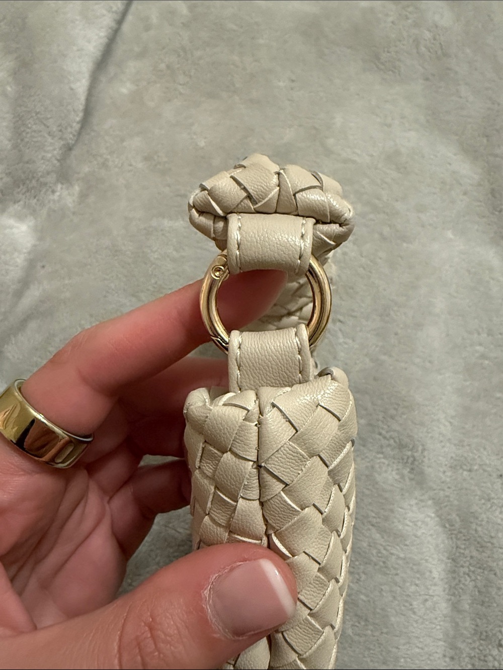 Anthropologie Cream Woven Knot-Handle Mini Bag - Picture 3 of 5